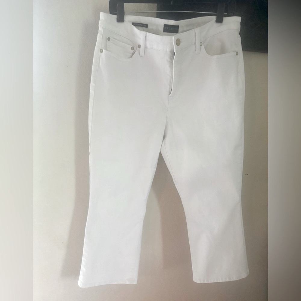 Talbots Women's 14p crop flare white Jeans